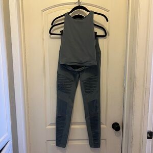 Alo Yoga Moto Leggings & Crop Top Set